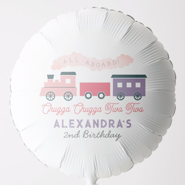 Chugga Chugga Two Two Train Pink Girl 2nd Birthday Balloon (Front)