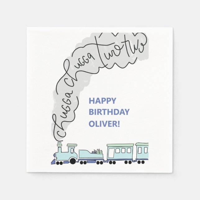 Chugga Chugga Two Two Train Second Birthday Party  Napkins (Front)
