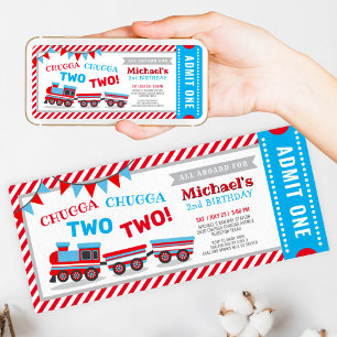 Chugga chugga two two train ticket birthday invitation