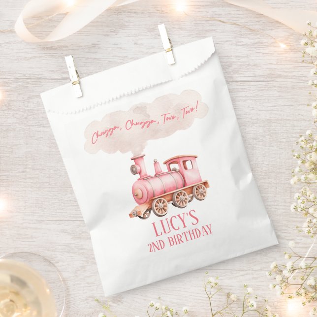 Chugga Two Two Choo Choo Train 2nd Birthday Party Favor Bag (Clipped)