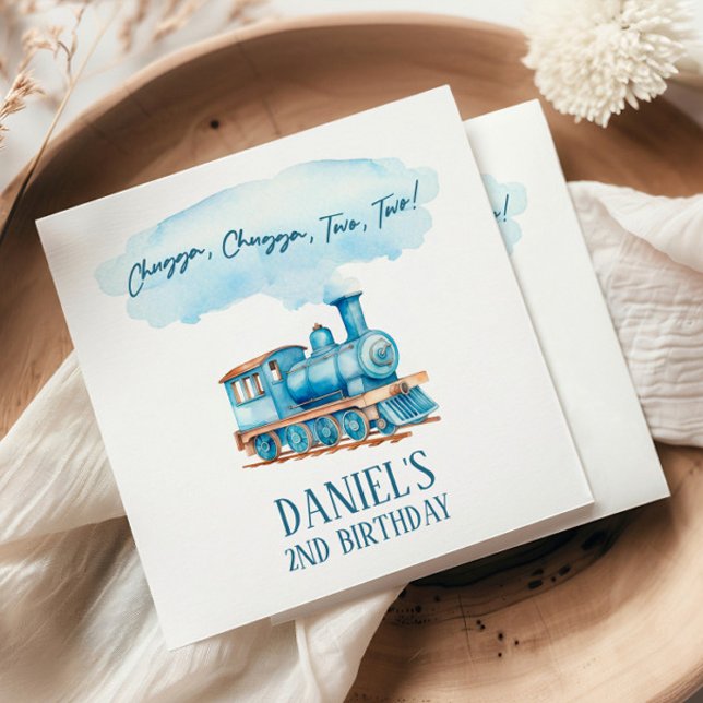 Chugga Two Two Choo Choo Train 2nd Birthday Party Napkins (Creator Uploaded)