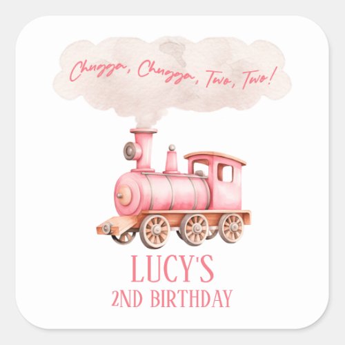 Chugga Two Two Choo Choo Train 2nd Birthday Party Square Sticker