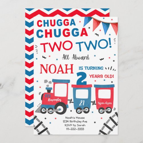 Chugga Two Two Train 2nd Birthday Invitation