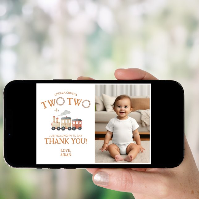 Chugga Two Two Train Birthday Thank You Card (Front Digital)