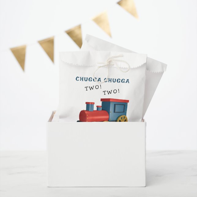 Chugga Two Two Train Second Birthday Favor Bag (Party)