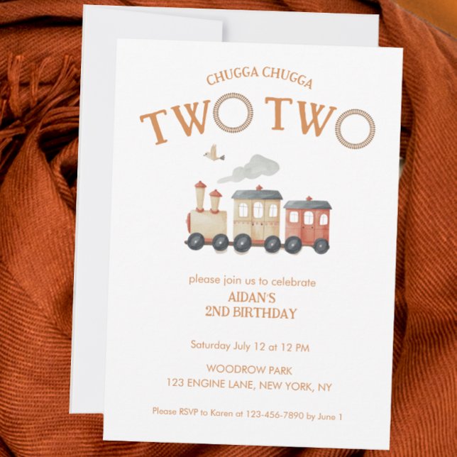 Chugga Two Two Train Second Birthday  Invitation (Creator Uploaded)