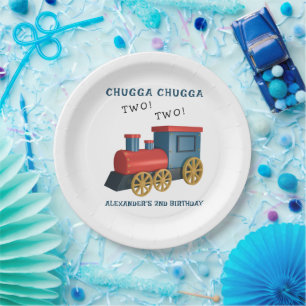 Chugga Two Two Train Second Birthday Paper Plates