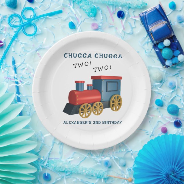 Chugga Two Two Train Second Birthday Paper Plates (Party)