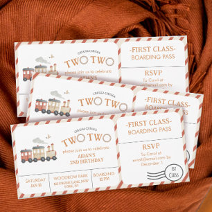 Chugga Two Two Train Ticket Second Birthday Invitation