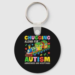 Chugging Along For Autism Awareness Acceptance Tra Keychain
