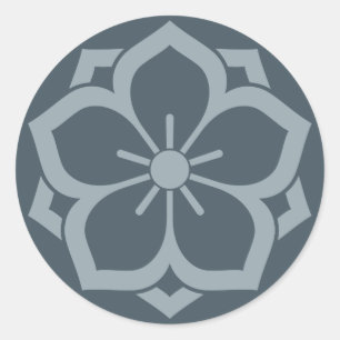 Chuinyaekikyo Japanese Kamon Cherry Blossom Blue Classic Round Sticker