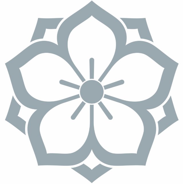 Chuinyaekikyo Japanese Kamon Cherry Blossom Blue Cutout (Front)