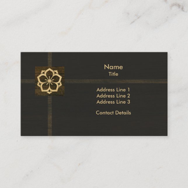 Chuinyaekikyo Japanese Kamon Cherry Blossom Wood Business Card (Front)