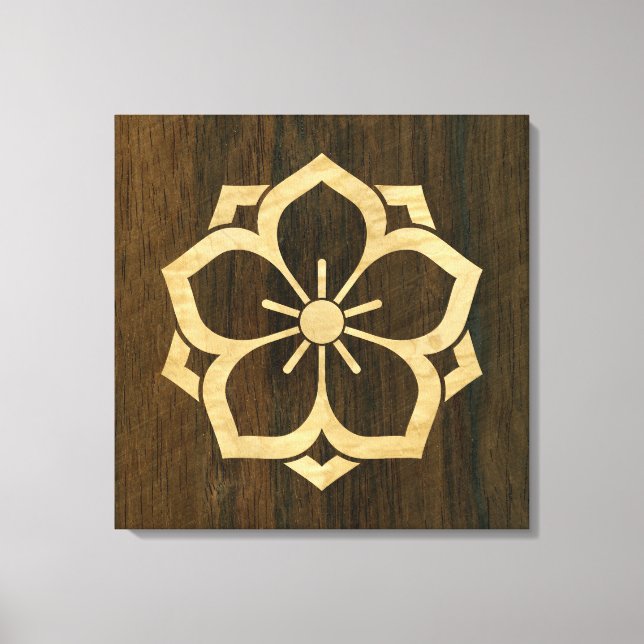 Chuinyaekikyo Japanese Kamon Cherry Blossom Wood Canvas Print (Front)