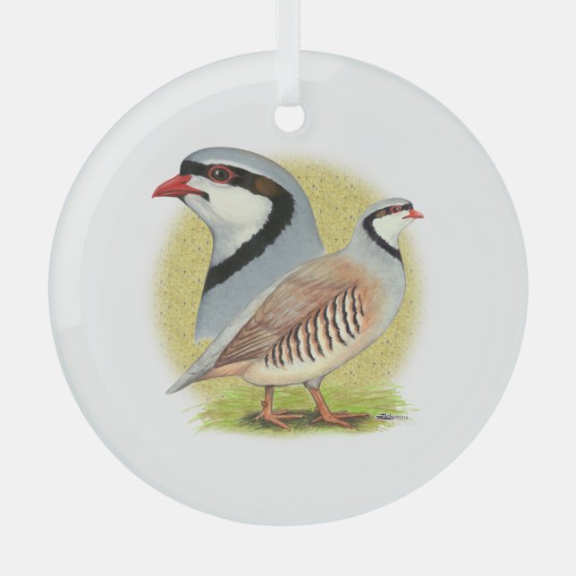 Chukar Partridge Combo Glass Ornament (Front)