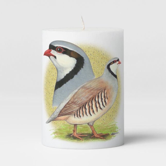 Chukar Partridge Combo Pillar Candle (Front)