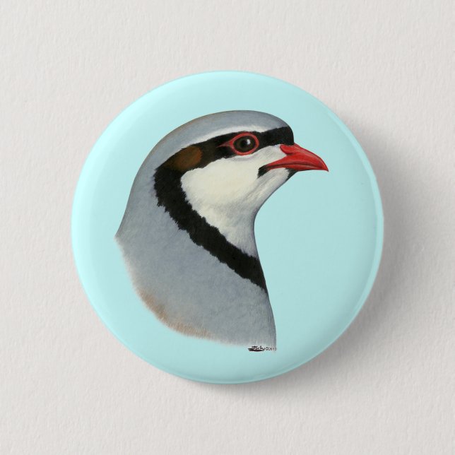 Chukar:  Partridge Head Pinback Button (Front)