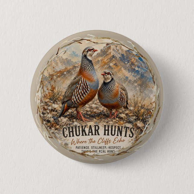 Chukar Partridge Pair Art  Button (Front)