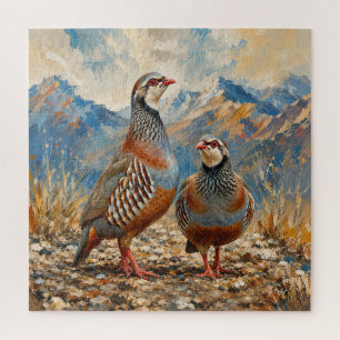 Chukar Partridge Pair Art Jigsaw Puzzle