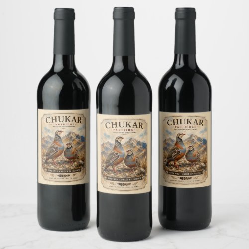 Chukar Partridge Pair Art Wine Label