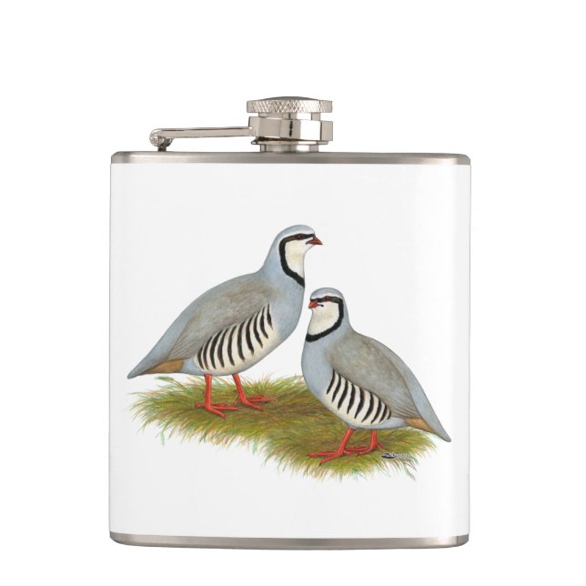 Chukar Partridge Pair Flask (Front)