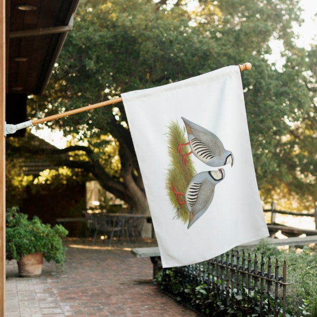 Chukar Partridge Pair House Flag (In SItu)