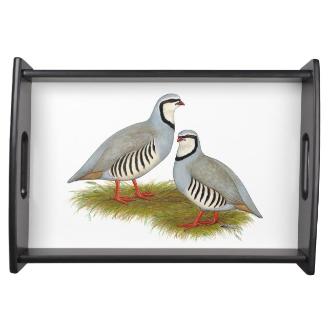 Chukar Partridge Pair Serving Tray (Front)