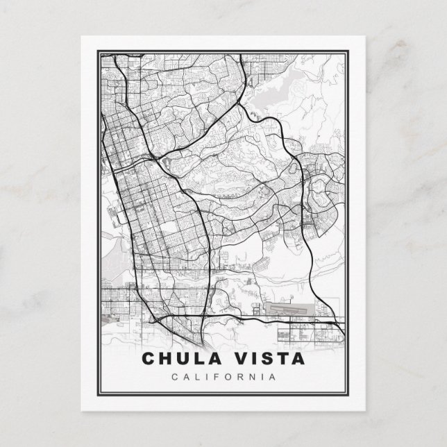 Chula Vista Map Postcard (Front)