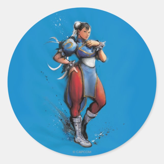 Chun-Li Hand on Hip Classic Round Sticker (Front)