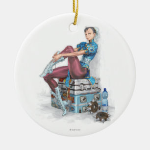 Chun-Li Tying Shoe Ceramic Ornament