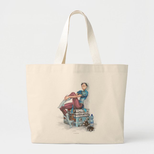 Chun-Li Tying Shoe Large Tote Bag (Front)