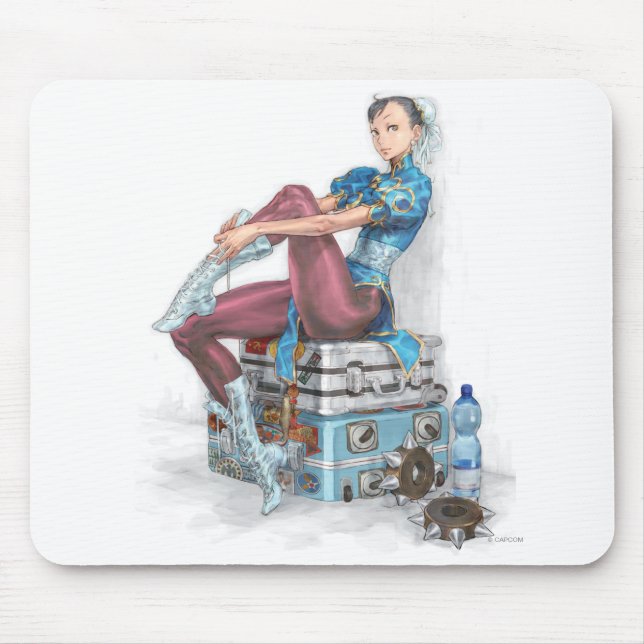 Chun-Li Tying Shoe Mouse Pad (Front)