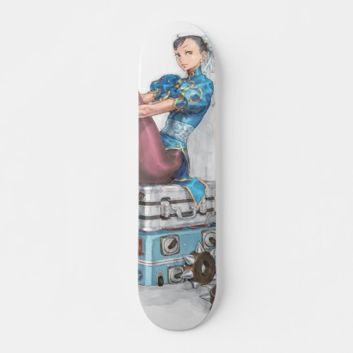 Chun_Li Tying Shoe Skateboard Deck