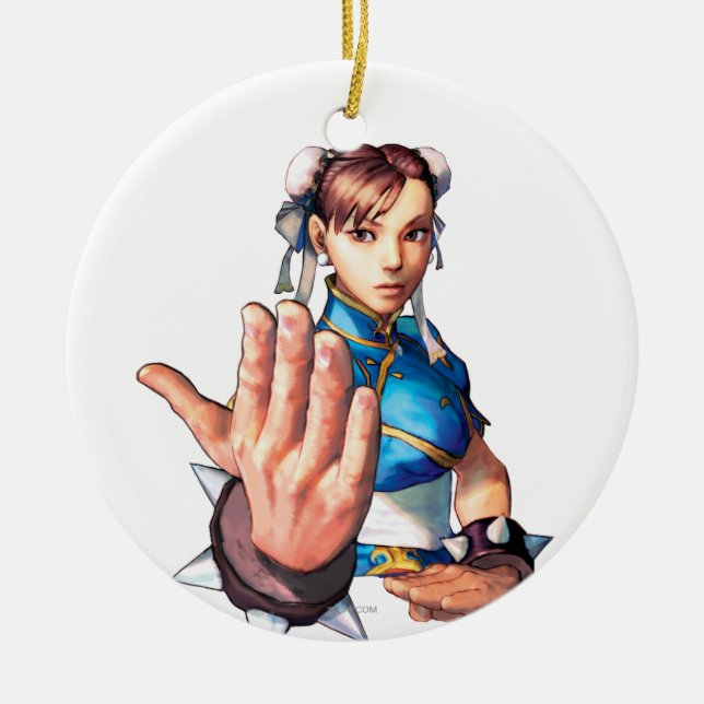 Chun-Li With Hand Up Ceramic Ornament (Front)