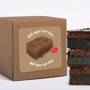 Chunk of Chocolate Brownie - 2 Lines Custom text Square Sticker