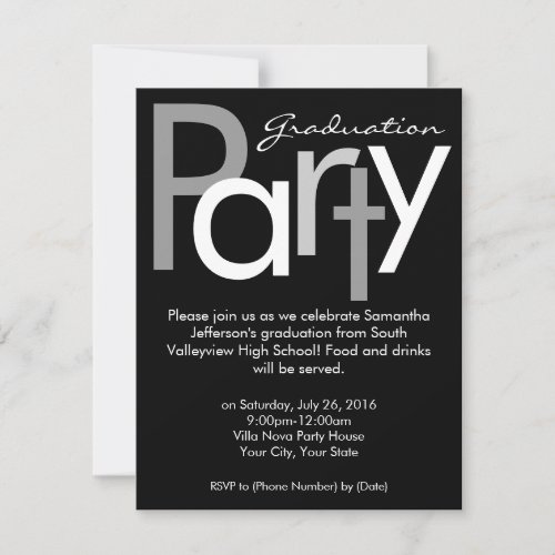 Chunky Black and White Graduation Party Invitation