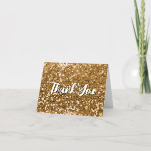 Chunky Gold Glitter Letterpress Thank You Card