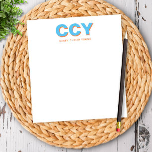 Chunky Initials Blue and Orange Personalized Notepad