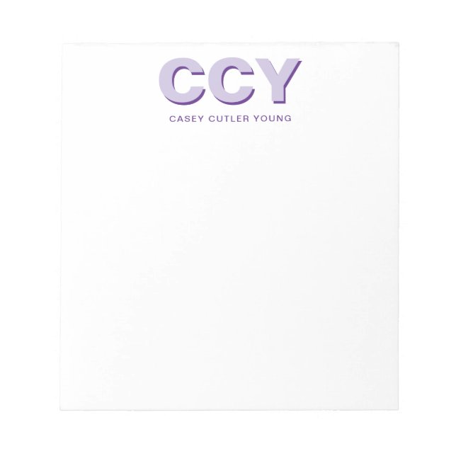 Chunky Initials Purple Personalized Notepad (Front)