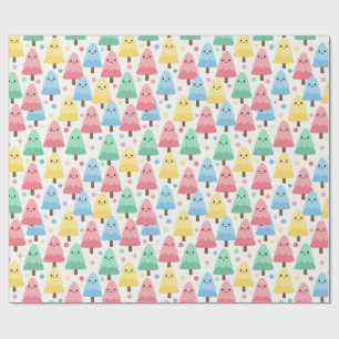 Chunky Kawaii Pastel Pine Trees Seamless Wrapping Paper