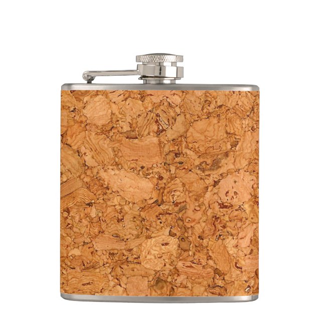 Chunky Natural Cork Wood Grain Look Flask (Front)