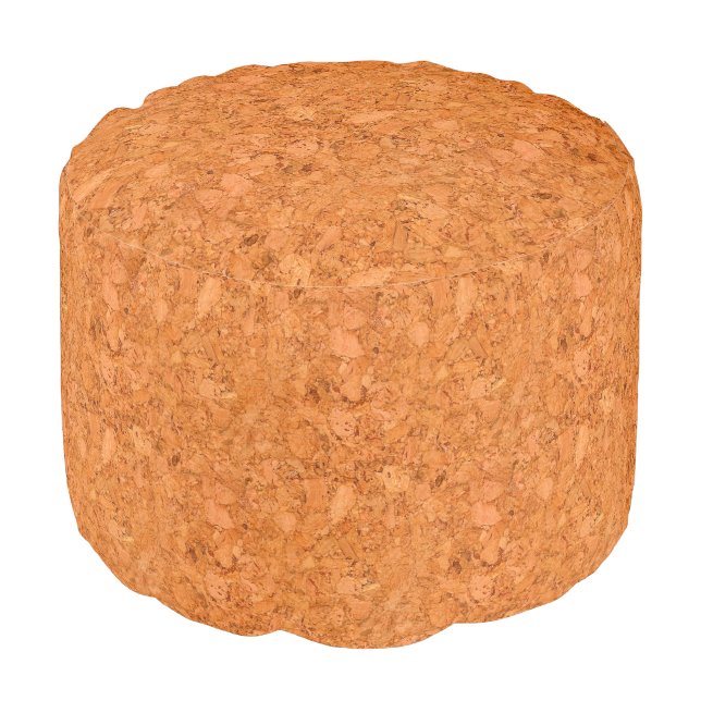 Chunky Natural Cork Wood Grain Look Pouf (Angled Front)