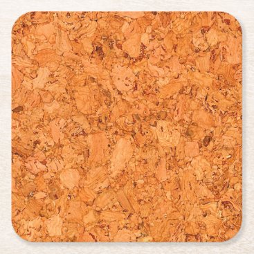 Chunky Natural Cork Wood Grain Look Square Paper Coaster