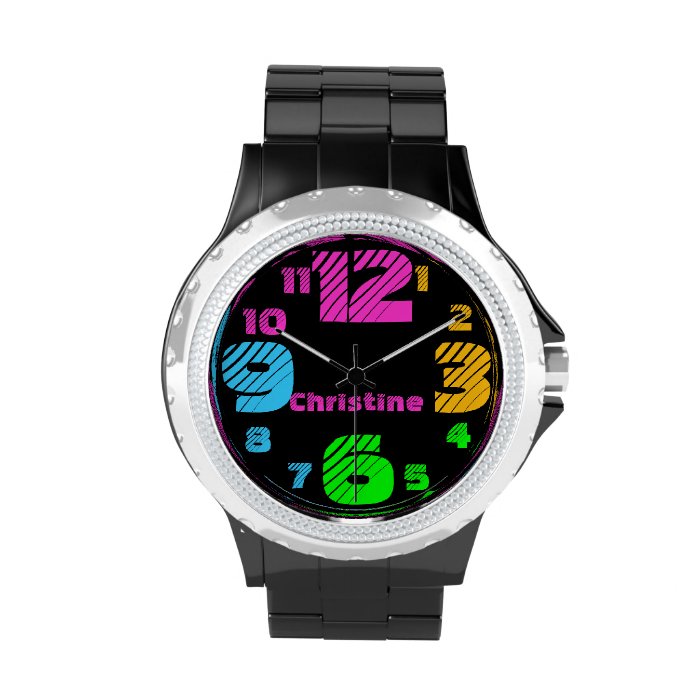 Chunky Neon Numbers Women's Black Watch