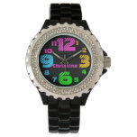 Chunky Neon Numbers Women's Black Watch