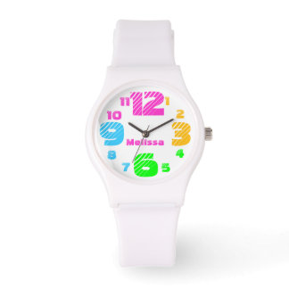 Chunky Neon Numbers Women's White Watch