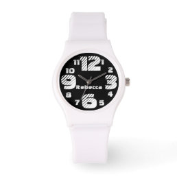 Chunky Numbers Black and White Watch