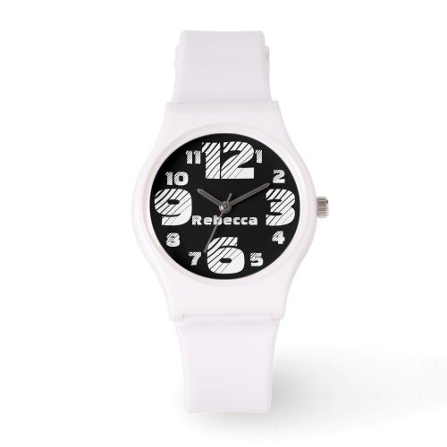 Chunky Numbers Black and White Watch
