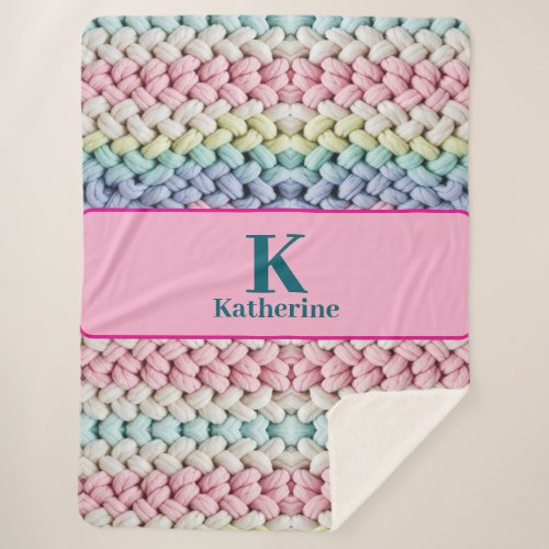 Chunky Pastel Knit Monogram Custom Name Gift