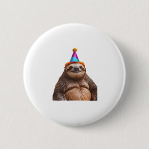 Chunky Sloth birthday party hat gift funny meme pr Button